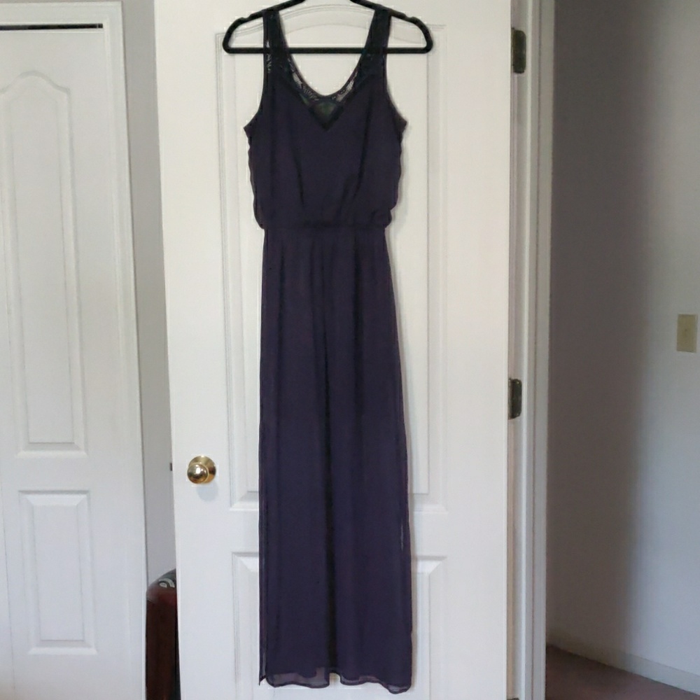 Express Sleeveless Dress Purple with Black Lace